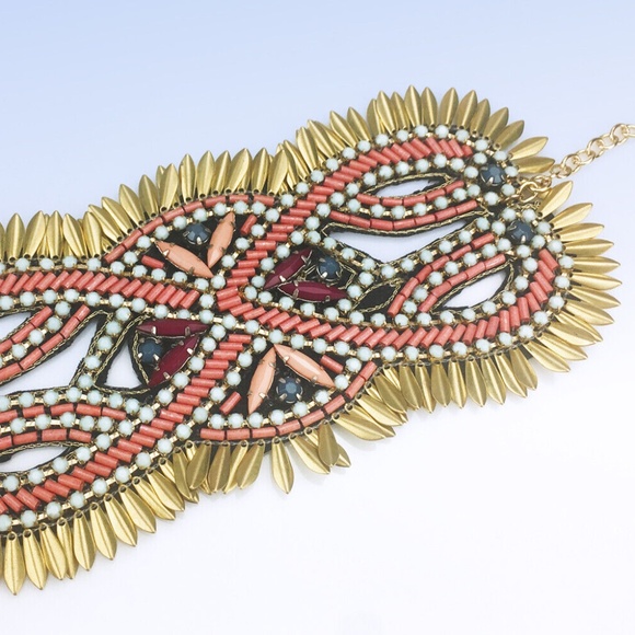 Panacea Wide Beaded Statement Cuff Bracelet - Picture 2 of 2